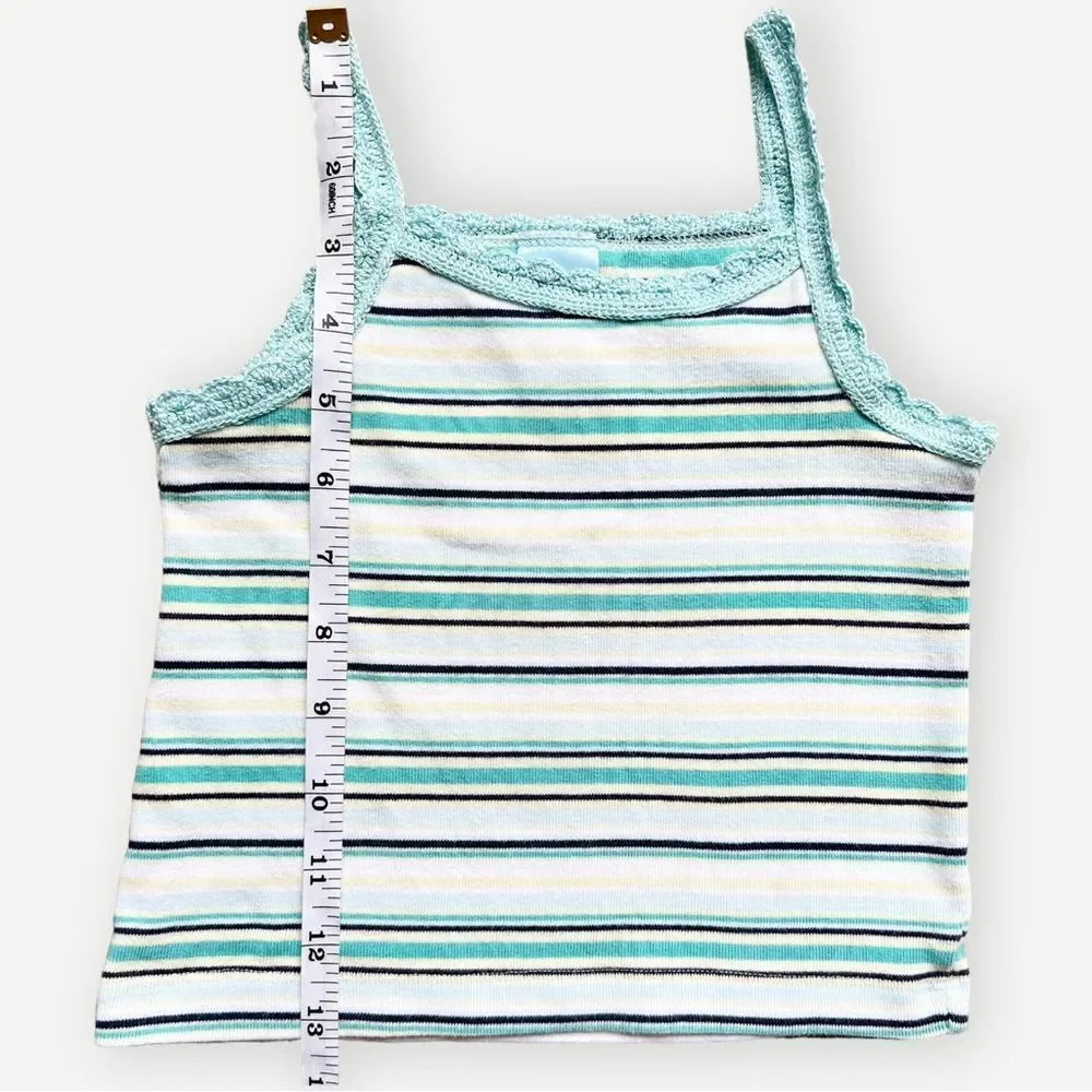 Old Navy Girls Toddler Kids Sleeveless Lace Trim Striped Cotton Tank Top. 4. 4T.